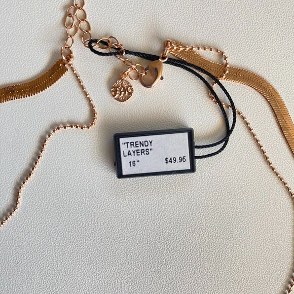 FAC Rose Gold Tone Double Layer Choker Necklace NWT - Picture 4 of 5